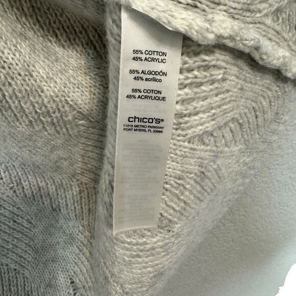 CHICOS Size 2‎ US L Open Front Long Line Super Soft Cabled Sleeveless Cardigan - Picture 4 of 5